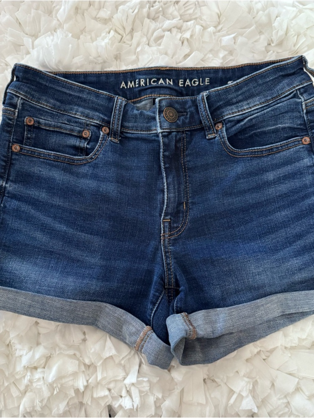 American Eagle Outfitters Blue Rolled-Hem Denim Shorts